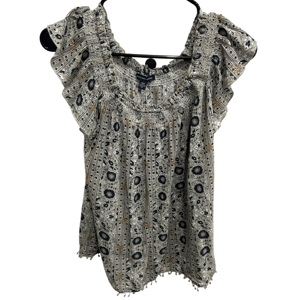 American Eagle Outfitters Womens Boho Style Smocked Top Floral Print Sz Medium